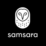 Samsara white owl symbol and wordmark on black